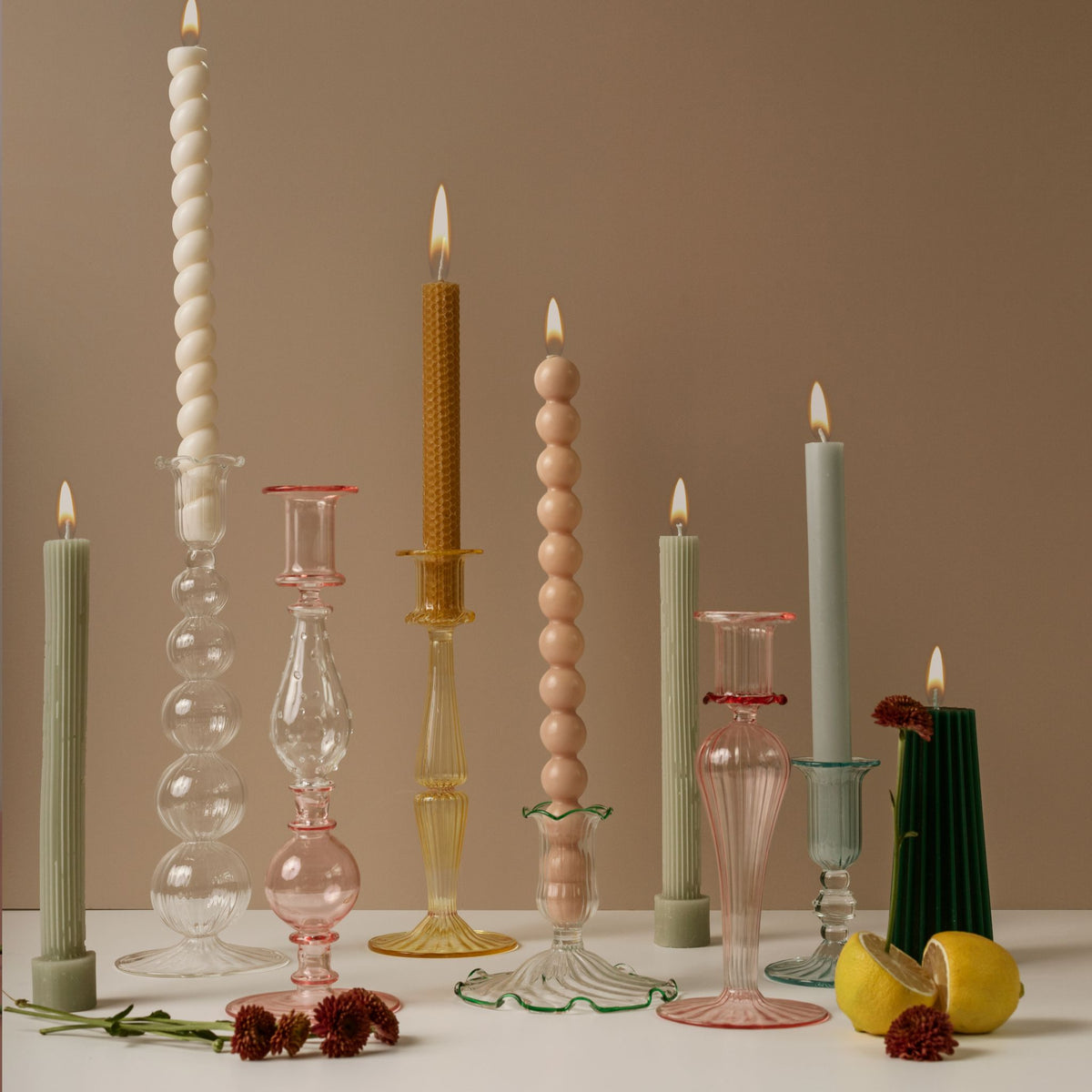 Roseate Dots - Glass Candlestick